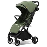newyoo GlideTow TR18M Travel Stroller, Compact Foldable Baby Toddler Stroller with Cup Holder, One-Hand Quick Fold, Near Flat Recline Seat, Dark Green