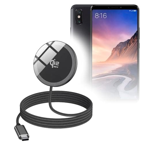 BoxWave Cables & Adapters Compatible with Xiaomi Mi 9 5G - MagnetoDisc Qi2 Wireless Charger (25W), Circular Magnet Desktop Travel Disc - Jet Black