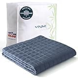 YnM Cooling Weighted Blanket for Adults, 15lbs Heavy Bed Throw for One Person of 140lbs, Perfect for Hot Sleepers or Warm Climates with Cooling Rayon/Glass Beads(60x80 Inches,Queen Bed, Blue Grey)