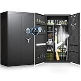 Luzfuego 30-40 Large Gun Safe, 54.33" Biometric Gun Cabinet with Door Organizer & 4 Metal Storage Box, Unassembled Gun Safe for Rifles and Shotguns with LCD Keypad & Magnetic Lamp