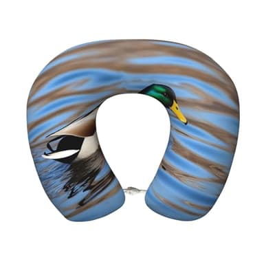 Hekroxu Mallard Duck Swimming in A River Print Travel Pillow Pure Memory Foam Neck Pillow Airplane for Traveling,Car, Train,Napping,Traveling,Washable Cover