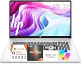 HP 17 inch Business Laptop Computer • 2026 Edition • Latest AMD Ryzen 5 CPU • 16GB RAM | 512GB SSD • 17.3" FHD Display • Long Battery Life • Windows 11 with Office 365 for The Web