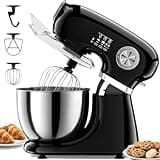 COWSAR Stand Mixer, 12 Speeds Tilt-Head Electric Commercial Stand Mixer, 3-In-1 Kitchen Mixer with Bowl, Dough Hook, Whisk and Beater, Black