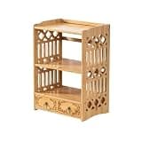 CFGH6FDF Double Layer Vertical Bookshelf Chinese Retro Storage Rack for Office Desk Freestanding Book Shelf