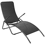 KGFHERENB Folding Sun Lounger, Black PE Rattan Outdoor Recliner Chair with Adjustable Backrest and Powder-Coated Steel Frame, Portable Patio Sunbed for Garden, Balcony, and Poolside