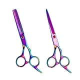 MVNOIRE Stainless Steel Professional Multicolor Hairdressing Scissors Haircut Cutting Shears Cut Thinning Barber
