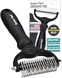 Maxpower Planet Hair Brush - Double Sided Shedding, Dematting Undercoat Rake for Dogs and Cats, Extra Wide Dog Grooming Brush, Reduce Shedding by 95%, Black