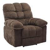 21.2'' Manual Recliner Chair,Ergonomic Overstuffed Breathable Fabric Reclining Chair with Side Pockets,Q235 Steel Frame Lazy Boy Recliner Single Sofa for Living Room Bedroom