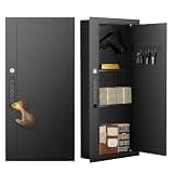 Pacriond 31.49‘’ Wall Safe Between the Studs, Biometric Hidden Safe with Removable Pegboard, In Wall Safe with Removable Shelf and Backlit Keypad (Fingerprint-Black)