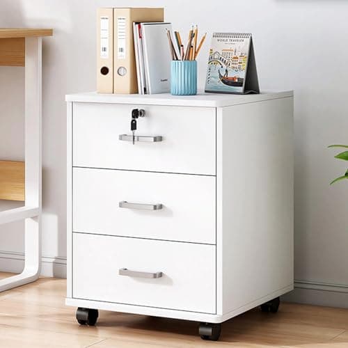 BAOTEDSL Mobile Storage Cabinet, Filing Cabinet with Lock, Drawer Filing Cabinet with Lock,Suitable for Storing Various Office Supplies and Craft Supplies,Black Walnut