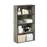 Furinno PASIR Book Shelf, 4-Tier Bookshelf, Bookcase with Open Shelf, 9.4 x 23.6 x 41.7, for Living Room, Bedroom, Home Office, French Oak