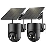ELYSOO Security Cameras Wireless Outdoor, 2K Color Night Vision, Solar Camera Outdoor Wireless for Home Security, 360°Panoramic View, Weatherproof, 2.4GHz WiFi, 2pack