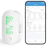 iHealth Rechargeable Fingertip Pulse Oximeter, Bluetooth Blood Oxygen Monitor with App Trend Tracking, SpO2, Pulse Rate, Plethysmograph Waveform and PI Display, Wireless Sync for iOS & Android
