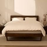 FLEXISPOT Hako G3 Queen Solid Acacia Wood Platform Bed Frame with Storage Headboard, Tool-Free Fast Assembly,1500 lbs,Premium Sherwin-Williams Finish, SGS Certified, 10-Year Warranty,Walnut Brown