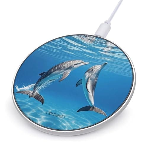 Two Dolphins Wireless Charger with Aluminum Alloy Frame Qi Certified Fast Wireless Charging Pad 10W Charging Station Portable Phone Charger for All Wireless Charging Phone