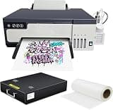 HUAYUDIE A4 DTF Printer, XP600 Printhead DTF Transfer Printer Machine White Ink Mixing System & Anti-Clogging & Auto-Cleaning, High Speed Printing for T-Shirts & Fabrics (A4 Printer+Oven)