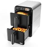 11.6QT Dual Basket Air Fryer Oven, Vertical 2-Basket Design, 6-in-1 Presets Function with Digital Touchscreen, Sync & Match, Easy to Clean, Dishwasher Safe, Family Meals