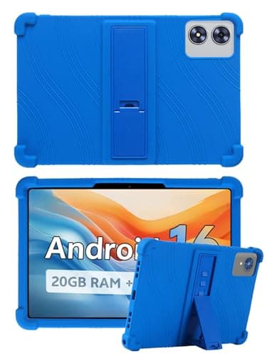 Case for APPAPK P10/P10_T Android 16 Tablet 10 Inch, FJIASTB Soft Silicone Kids Friendly Protective Cover with Adjustable Stand, Drop-Proof (Blue)