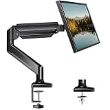 HUANUO Single Monitor Arm 13-34 Inch, Adjustable Gas Spring Arm, Monitor Desk Mount for 4.4-22lbs, VESA 75/100mm with C-Clamp/Grommet Base, Ergonomic Stand for Work/Gaming