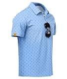 ZITY Mens Golf Polo Shirts Short Sleeve UPF 50+ Performance Moisture Wicking Print Pattern Casual Collared Golf Shirt for Men Light Blue Large