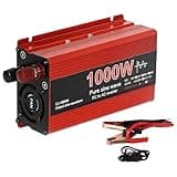 1000W Car Power Inverter, Pure Sine Wave DC 12V to 220V AC Converter, 2000W Peak, Portable with Digital Display, Aluminum Alloy Shell, Multiple Protection for Travel, Camping