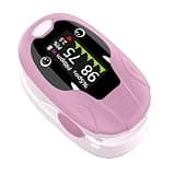 Fingertip Pulse Oximeter for kids, Blood Oxygen Saturation Monitor SpO2 & Pulse Rate, Fast Reading with Memory Function, Adjustable Brightness, Batteries Included, Pink