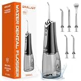 Water Dental Flosser Pick for Teeth - 300ML Portable Cordless Oral Irrigator, Rechargeable Irrigation Cleaner Professional Electric Flossing Machine for Teeth Cleaning Power Flosser Travel (Black)