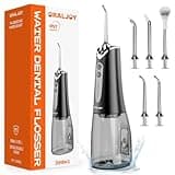 Water Dental Flosser Pick for Teeth - 300ML Portable Cordless Oral Irrigator, Rechargeable Irrigation Cleaner Professional Electric Flossing Machine for Teeth Cleaning Power Flosser Travel (Black)