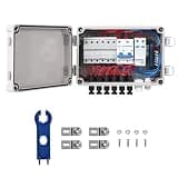 1pc 6 String PV Combiner Box, DC 500V 15A Fuse Solar Combiner Box, Plastic Waterproof Solar Panel Junction Box with 6 Input 1 Output for Off-Grid Solar Power System