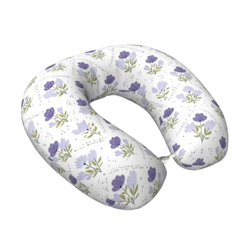 Coxfurio Lavender Flowers2 for Nest Neck Pillow Travel Essentials,Memory Foam Pillow,Support for Long Flights,Travel Accessories,Washable,Attaches to Luggage