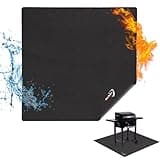 DocSafe Large Under Grill Mat 48" Square Fire Pit Mat,4 Layers Fireproof Grill Pads Protect for Deck,Patio,Outdoor Charcoal,Smokers,Wood Floor,Indoor Fireplace,Reusable Oil-Proof&Waterproof,Black