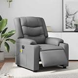 GHVBNMF Electric Massage Recliner Chair, Gray Faux Leather Power Reclining Armchair with 6-Point Vibration, Dual Cup Holders and Side Pocket for Living Room Home Theater
