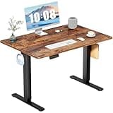 DUMOS 40 Inch Electric Standing Desk Height Adjustable, Sit to Stand Up Computer Workstations Work PC Table Home Office Study Writing Gaming Desks with Memory Presets for Walking Pad, Bedroom, Rustic