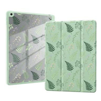 AdorableWhimsy Sage Green Plants Case for iPad A16 11th Generation 2025 11" / iPad 10th Generation 2022 10.9" with Pencil Holder Flower Floral Leather Clear Back Shell Foldable Protective Cover