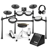 AODSK Electronic Drum Set with Quiet Mesh Pads And 30W Professional Drum Amplifier Bundle for Beginners