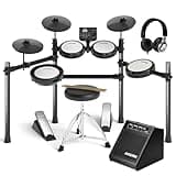 AODSK Electronic Drum Set with Quiet Mesh Pads And 30W Professional Drum Amplifier Bundle for Beginners