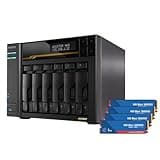 Asustor Lockerstor 6 Gen3 AS6806T with 4 x 1TB SSD (WDS100T5B0E), 6 Bay NAS, AMD Ryzen Quad-Core 2.3GHz, 16GB ECC DDR5, 4 M.2 NVMe Slots, Dual 5GbE and 10GbE, Network Attached Storage