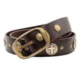 Milwaukee Leather Men's Cross Circle Brown Leather Belt w/Interchangeable Buckle - 1.5 inches Wide - MP7127-36