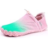WateLves Water Shoes for Men Women - Comfortable Lightweight Durable Barefoot Shoes for Beach Swim Pool Yoga Boating Water Aerobics(Pink Green,39)