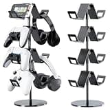 Karanava Controller Holder 4 Tier,Headphone Stand - Adjustable Headset Holder for Xbox PS5 PS4 Switch Pro - Gaming Accessories Storage for Gamer,Desk/Floor(Black)