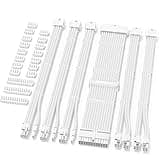 Sirlyr White PSU Extension Cable Kit,PC Power Supply Cables Extension Mod – 1x 24Pin ATX /2X 8 (4+4) Pin EPS /3X 8 (6+2) Gold-Plated Pin PCIE GPU Bright White Nylon Braided 11.8 Inch 6 Kits