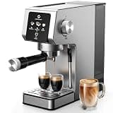 HRVEOCEI 20 Bar Coffee Espresso Machine with Milk Frother for Home, 1300W Compact Latte&Expresso Maker with Automatic Steam Wand, 40 Oz Removable Water Tank, Single & Double Shot
