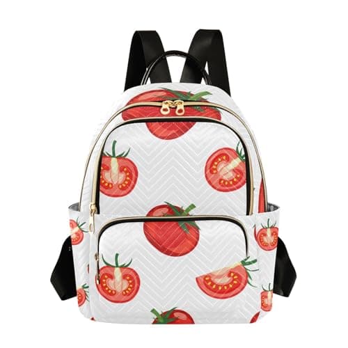 FLildon Red Tomatoes Mini Backpack Purse for Women Fashion Quilted Backpack Small Travel Daypack, 8.5L