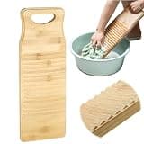 Funabridge Bamboo Washboard for Laundry, Hand Washing Board, Thickened Anti-Slip Scrubbing Tool for Small Jobs, Vintage Decor with Hanging Design