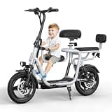 Electric Scooter with Seats for Adults Power by 500W Power Motor, E Bike with 14" Pneumatic Tire and 20 Miles Range&17.4Mph, Electric Bicycle for Women/Man Sliver