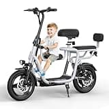 Electric Scooter with Seats for Adults Power by 500W Power Motor, E Bike with 14" Pneumatic Tire and 20 Miles Range&17.4Mph, Electric Bicycle for Women/Man Sliver