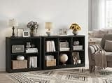 FATORRI 6-Cube Storage Organizer and 3-Tier Bookshelf Set of 2, Open Shelf Bookcase and Cube Bookcase with Rounded Corners for Living Room Bedroom Office, Black