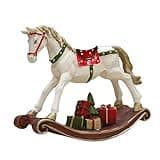 YunJove Rocking Horse Statue - 5.5" Desktop Decorative Figurine for Shelf, Office & Home Decor, Resin Collectible Animal Sculpture Gift (14x10cm) (Multicolor)