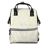 Pioyoku Elegant Gold Leaf Pattern Print Diaper Bag Backpack -Multifunction Travel Baby Diaper Bag,Baby Bags For Girls Boys