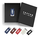 Kacenray Custom USB Flash Drives with Leather Sleeve, Bulk Personalized Logo USB Thumb Drives for Creative Agencies, Alumni Keepsakes, Trade Shows, Optional Custom Gift Box (100,1 GB)